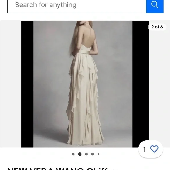 Vera Wang White Chiffon Cascading Skirt Plus-Size Event Maxi Dress Sz 14 - Picture 11 of 12